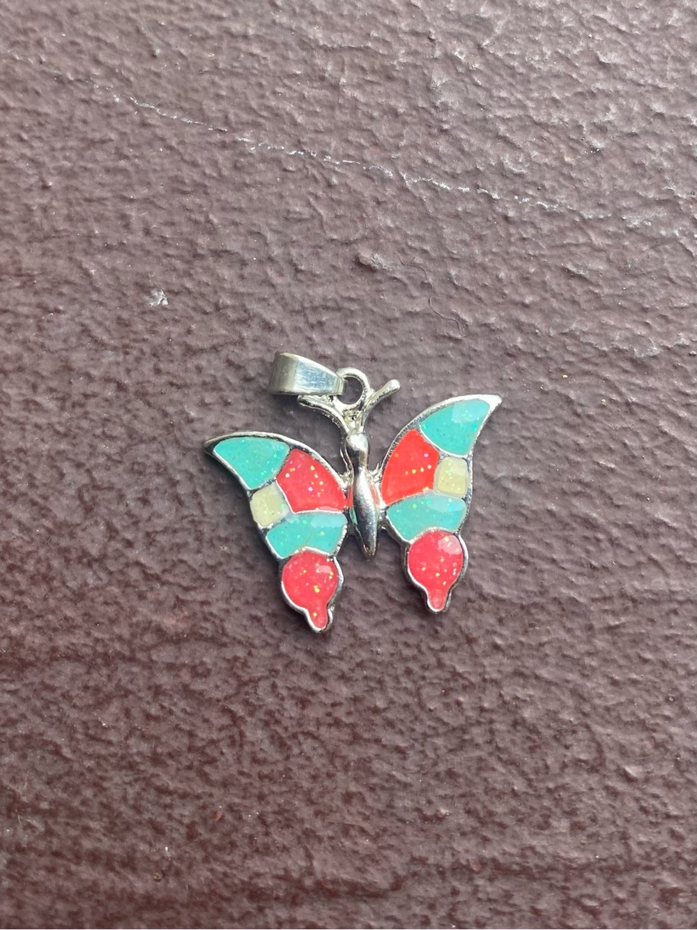 Multi-Color Imitation Fire Opal Butterfly Charm / Pendant
